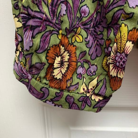 Jane and Delaney Peasant Blouse, Green Purple, Metallic Thread, Women's Size M - Picture 4 of 6